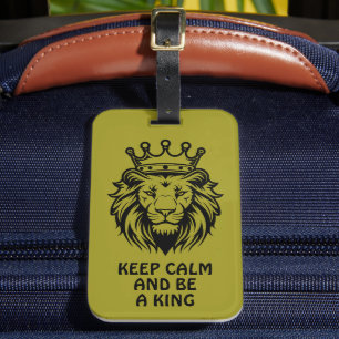 Étiquette À Bagage Tête de lion avec silhouette de couronne - Noir 1