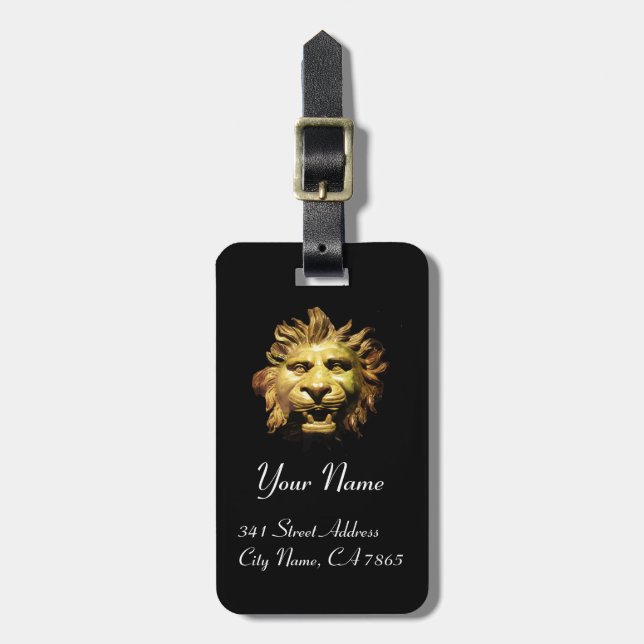 Étiquette À Bagage TÊTE DE LION EN BRONZE Figure de proue antique nav (Devant Vertical)