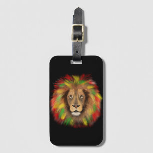 Étiquette À Bagage Tête de lion Rasta rouge jaune vert dessin Jamaïqu