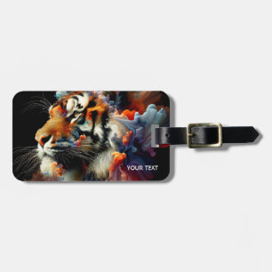 Étiquette À Bagage Tête de tigre abstraite fantaisiste mignonne