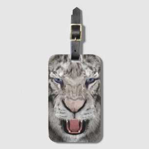 Étiquette À Bagage Tête de Tigre Blanc Esthétique Faunique