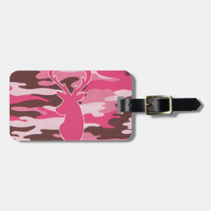 Étiquette À Bagage Tête rose de cerfs communs de camo