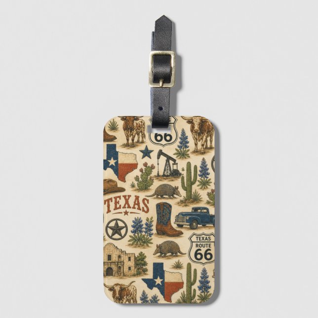 Étiquette À Bagage Texas Route 66 Étiquette de Bagage (Devant Vertical)