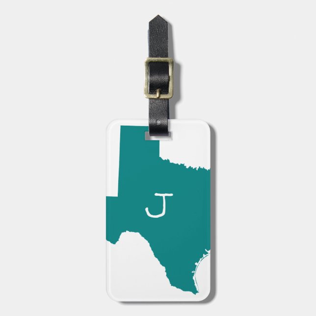 Étiquette À Bagage Texas sarcelle monogrammé (Devant Vertical)