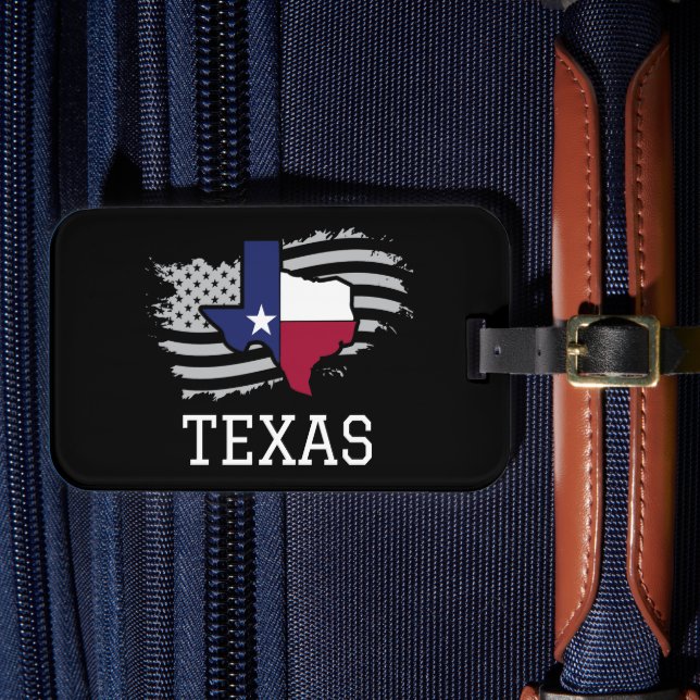 Étiquette À Bagage Texas State Map USA Patriotic Texan (Insitu Rectoal 4)