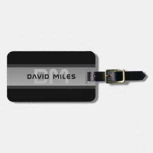 Étiquette À Bagage Texte en calques personnalisable moderne   Noir et