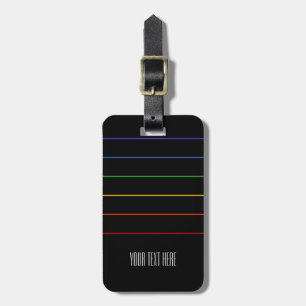 Étiquette À Bagage Texte noir sur les bandes arc-en-ciel minces