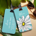 Étiquette À Bagage Texte personnalisé Aqua et Jaune Whimsical Daisy<br><div class="desc">Un morceau d'art zen et fantaisiste,  hipster. Vous pouvez ajouter un nom,  un monogramme ou un autre texte personnalisé. Si vous avez besoin de déplacer l'art autour,  cliquez sur le bouton personnaliser pour apporter des modifications.</div>