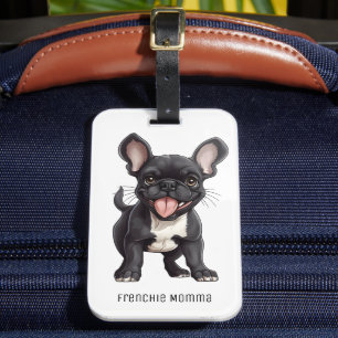 Étiquette À Bagage Texte personnalisé, chiot Frenchie