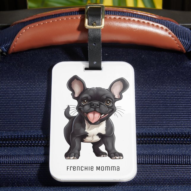 Étiquette À Bagage Texte personnalisé, chiot Frenchie (Insitu Rectoal 2)
