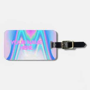 Étiquette À Bagage Texte personnalisé holographique iridescent