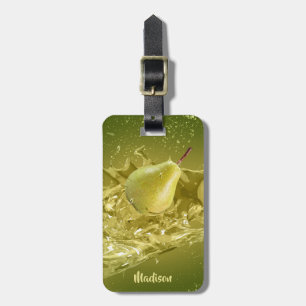 Étiquette À Bagage Texte personnalisé Pear Splash bagage tag