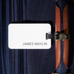 Étiquette À Bagage Texte simple et minimaliste modifiable, nom ou aut