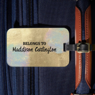 Étiquette À Bagage Texture de paillettes dorées et iridescentes
