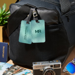 Étiquette À Bagage Texture irisée turquoise chatoyante