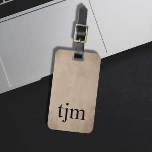 Étiquette À Bagage Texture simple Brown Gras noir Monogramme