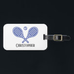 Étiquette À Bagage Thème de tennis Nom monographique<br><div class="desc">Les joueurs de tennis individuels et les équipes doubles adoreront ce thème de tennis conçu. Design moderne logo icône avec deux raquettes et une balle. Ajoutez votre nom pour créer un design customisé. L'étiquette d'identification parfaite pour votre sac d'équipement de tennis,  sac à dos ou autre sac.</div>