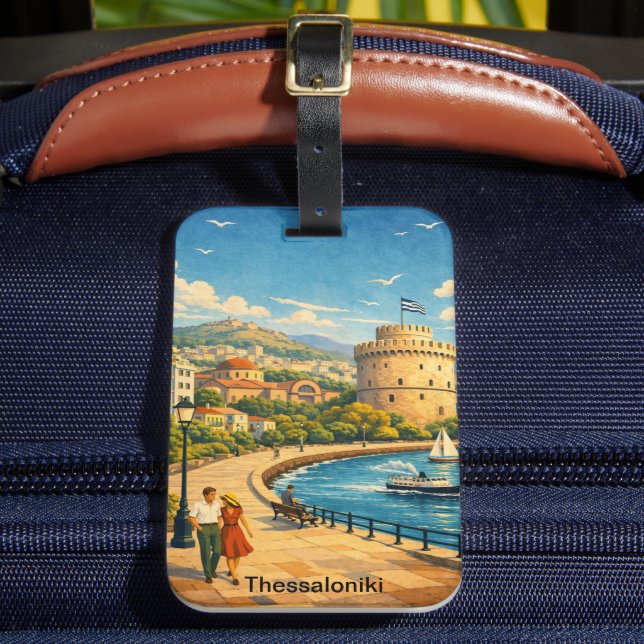 Étiquette À Bagage Thessalonique Grèce Voyage Rétro (Insitu Rectoal 2)