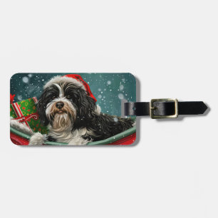 Étiquette À Bagage Tibetan Terrier chien festif de Noël