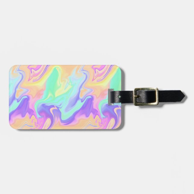 Étiquette À Bagage Tie Dye Swirl Pastel Super (Devant horizontal)