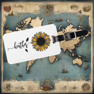 Étiquette À Bagage Tige personnalisée au nom Tournesol