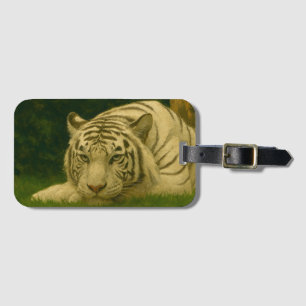 Étiquette À Bagage Tigre blanc reposant dans l'ombre des bois