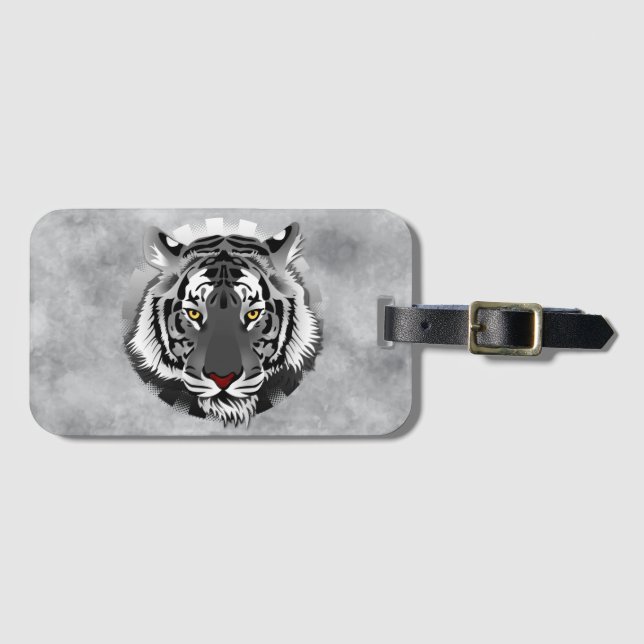 Étiquette À Bagage Tigre noir et blanc (Devant Horizontal)