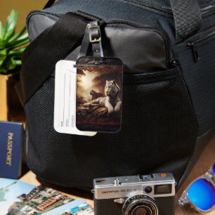 Étiquette À Bagage Tigres Blancs Dans Les Sundarbans