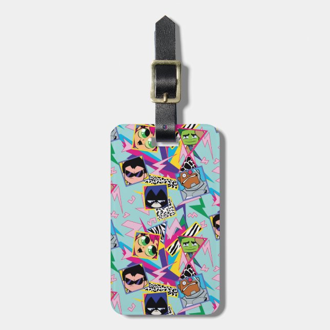 Étiquette À Bagage Titans Ados, allez ! | Retro 90's Group Collage (Devant Vertical)