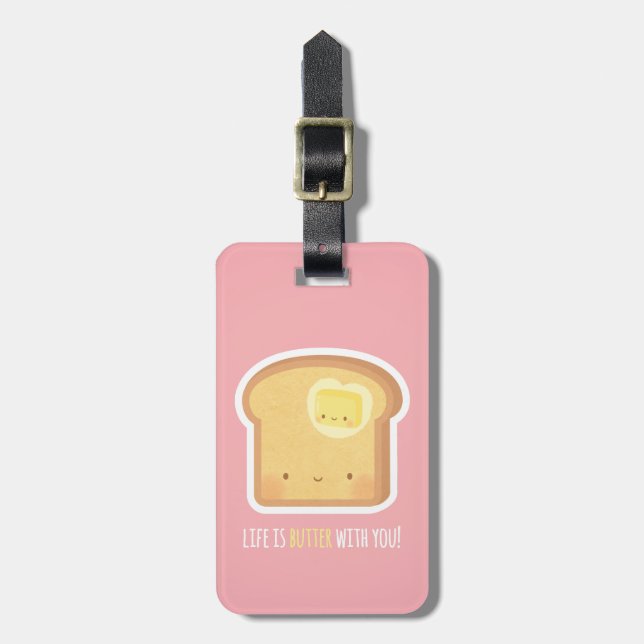Étiquette À Bagage Toast et beurre mignons ensemble (Devant Vertical)