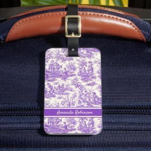 Étiquette À Bagage Toile de Jouy Romantique Violet de Campagne França