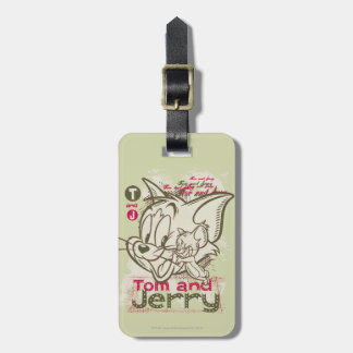 Étiquette À Bagage Tom et Jerry Rose et Vert