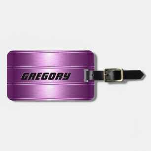 Étiquette À Bagage Tons rose métallique rayures Motif 2