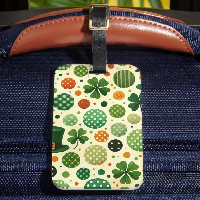 ÉTIQUETTE À BAGAGE TONS VERT & ORANGE THÈME IRLANDAIS (Insitu Rectoal 2)