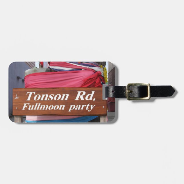 Étiquette À Bagage Tonson Rd. Fête de la lune, Koh Phangan, Thaïlande (Devant horizontal)