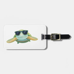 Étiquette À Bagage Tortue de mer cool avec des lunettes de soleil