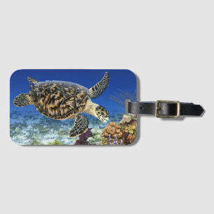 Étiquette À Bagage Tortue de mer de Hawksbill dans l'étiquette de