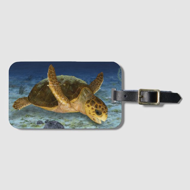 Étiquette À Bagage Tortue de mer d'imbécile dans l'étiquette de (Devant Horizontal)
