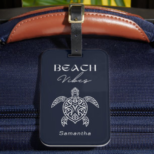 Étiquette À Bagage Tortue de mer tribale vibes de plage personnalisée