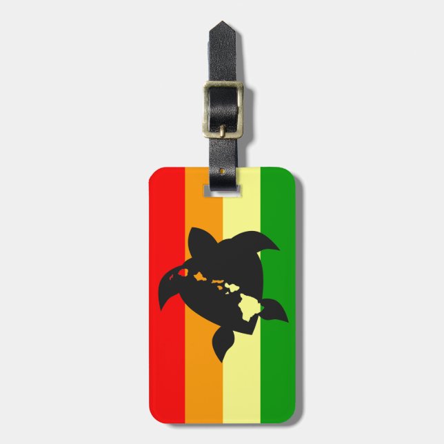 Étiquette À Bagage Tortue Reggae Hawaïen (Devant Vertical)