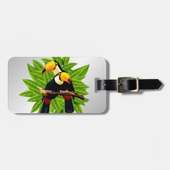 Étiquette À Bagage Toucan Duo Argenté (Devant horizontal)