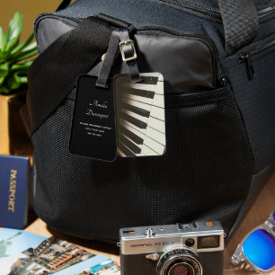 Étiquette À Bagage Touches de piano - Photographie noir et blanc élég