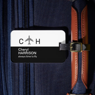 Étiquette À Bagage Toujours le temps de voler avion demi-noir Voyage