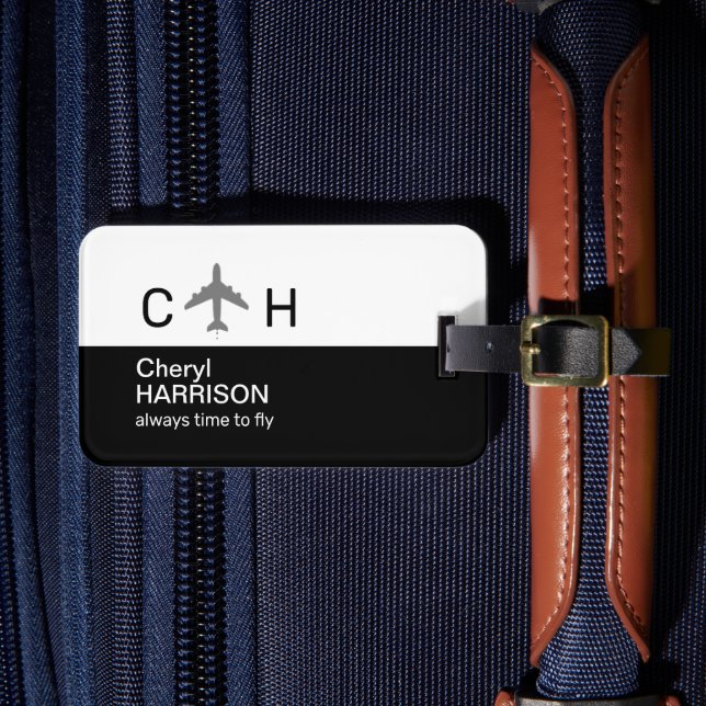Étiquette À Bagage Toujours le temps de voler avion demi-noir Voyage (Insitu Rectoal 4)