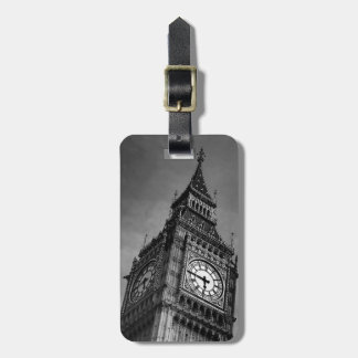 Étiquette À Bagage Tour d'horloge Big Ben noir et blanc