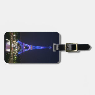 Étiquette À Bagage Tour Eiffel (lumières bleues)