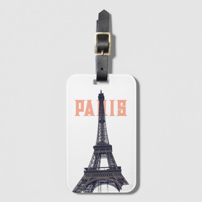 Étiquette À Bagage Tour Eiffel vintage Paris Europe (Devant Vertical)