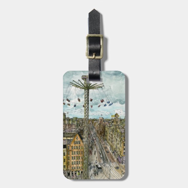 Étiquette À Bagage Tour européen d'oscillation d'aquarelle des (Devant Vertical)