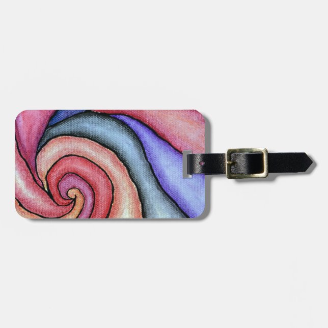 Étiquette À Bagage Tourbillon d'aquarelle (Devant horizontal)