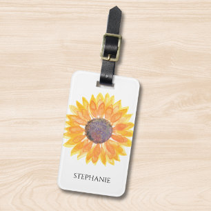 Étiquette À Bagage Tournesol aquarelle personnalisé